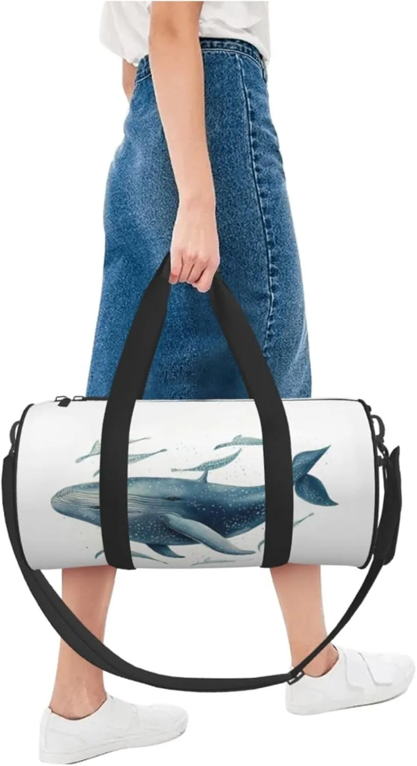Sports Gym Bag for Women Men Travel Duffel Bag Tote Weekender Bag Carry on Overnight Bag for Travel Swimming Fitness Workout Sports Blue Whale Duffle Bag