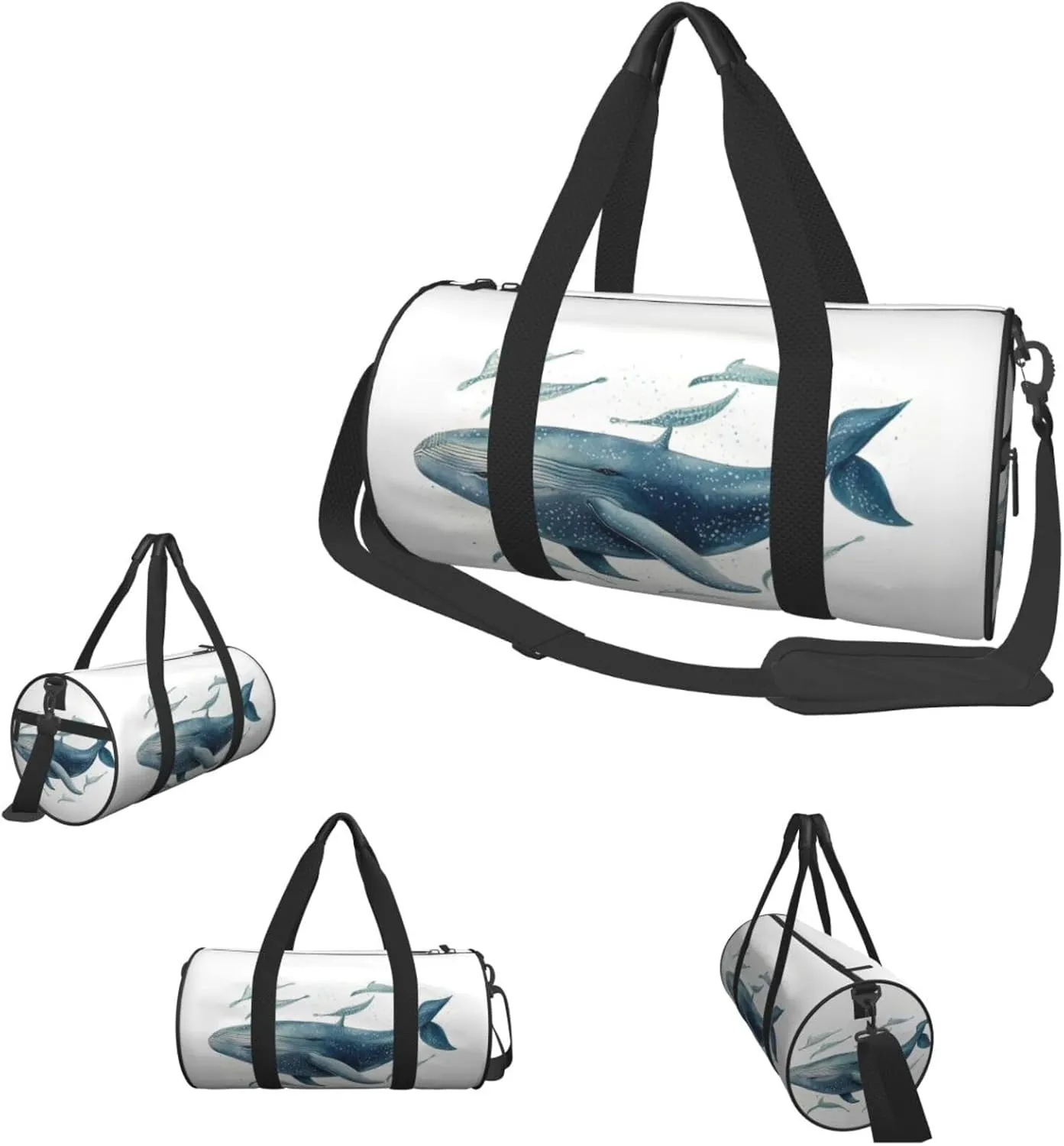 Sports Gym Bag for Women Men Travel Duffel Bag Tote Weekender Bag Carry on Overnight Bag for Travel Swimming Fitness Workout Sports Blue Whale Duffle Bag