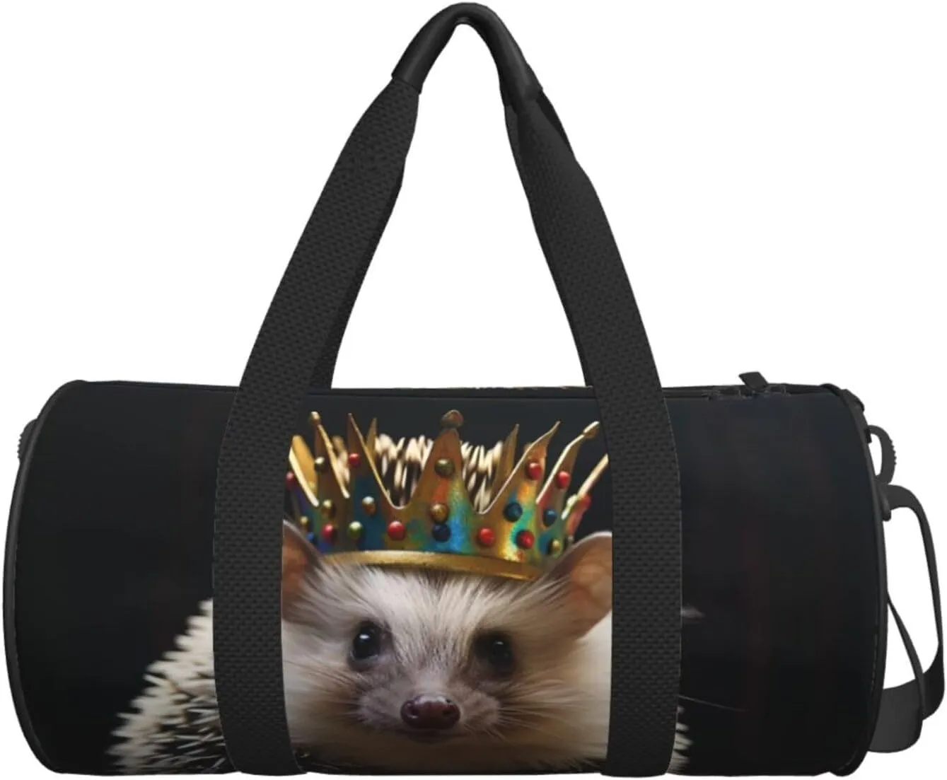 Sports Gym Bag for Women Men Travel Duffel Bag Tote Weekender Bag Carry on Overnight Bag for Travel Swimming Fitness Workout Sports crown with hedgehog Duffle Bag