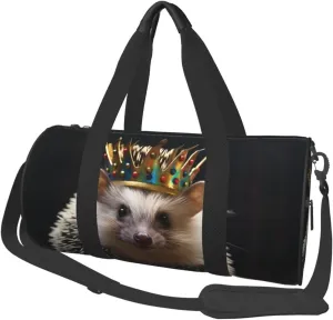 Sports Gym Bag for Women Men Travel Duffel Bag Tote Weekender Bag Carry on Overnight Bag for Travel Swimming Fitness Workout Sports crown with hedgehog Duffle Bag