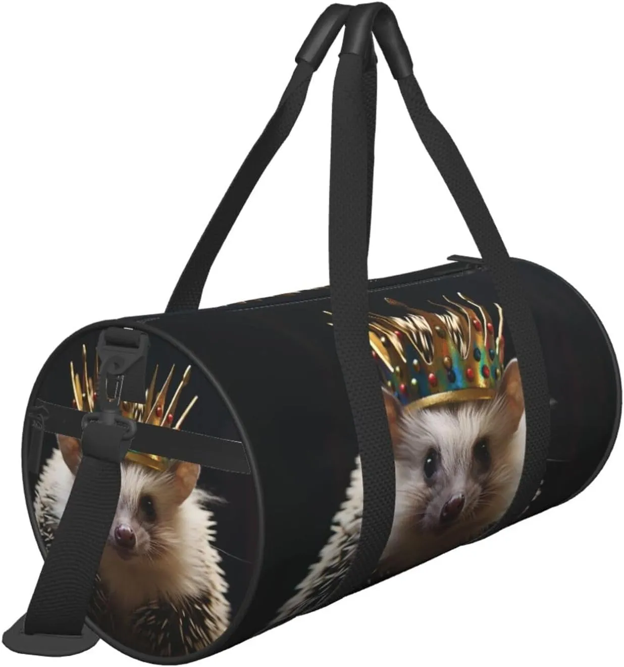Sports Gym Bag for Women Men Travel Duffel Bag Tote Weekender Bag Carry on Overnight Bag for Travel Swimming Fitness Workout Sports crown with hedgehog Duffle Bag