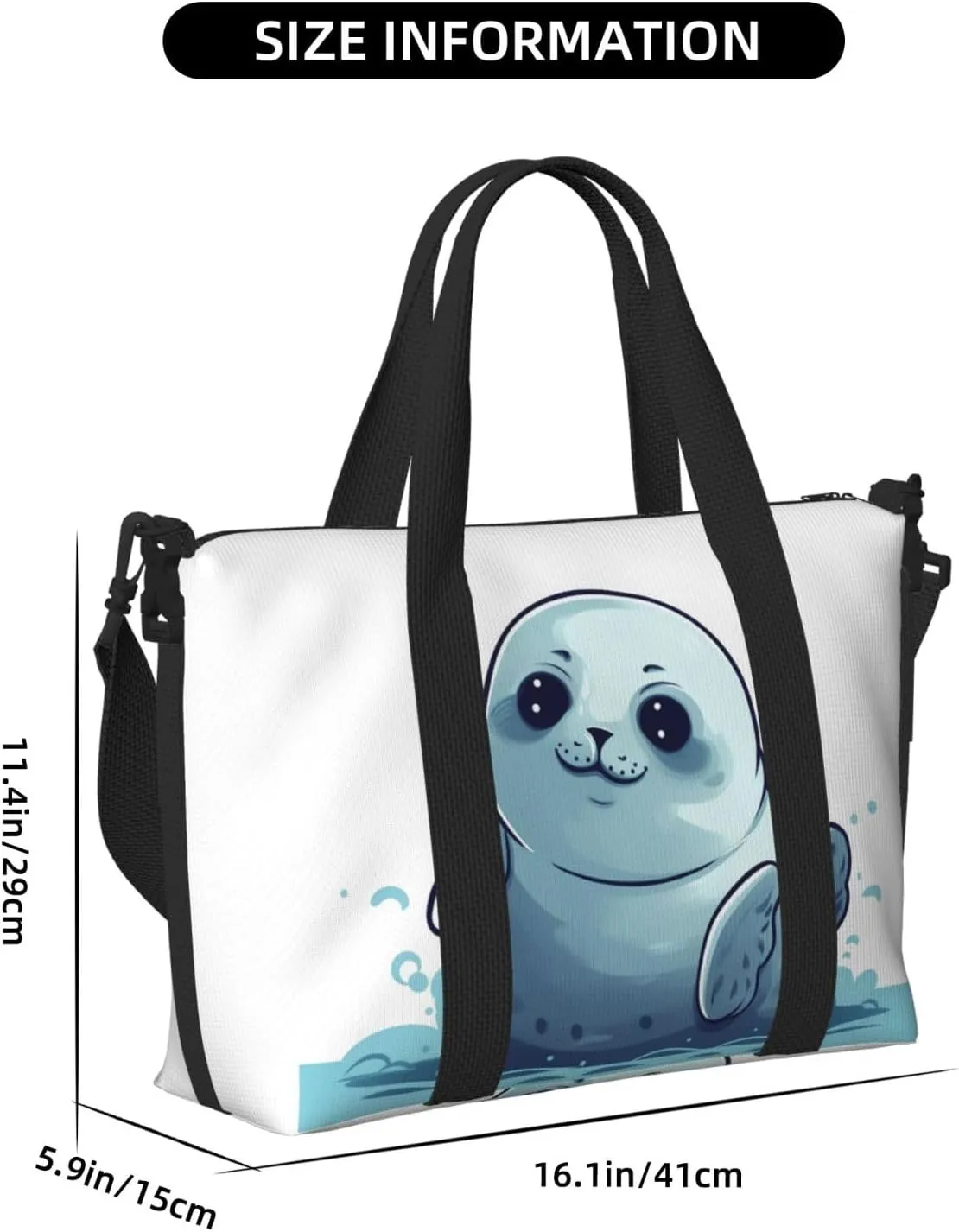 Sports Gym Bag for Women Men Travel Duffel Bag Tote Weekender Bag Carry on Overnight Bag for Travel Swimming Fitness Workout Sports Cute Seal Duffle Bag
