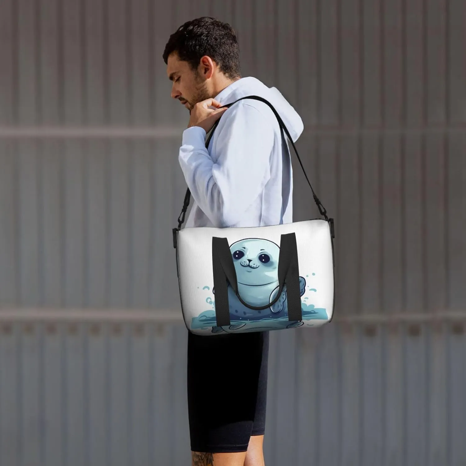 Sports Gym Bag for Women Men Travel Duffel Bag Tote Weekender Bag Carry on Overnight Bag for Travel Swimming Fitness Workout Sports Cute Seal Duffle Bag