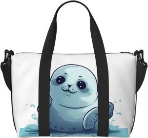 Sports Gym Bag for Women Men Travel Duffel Bag Tote Weekender Bag Carry on Overnight Bag for Travel Swimming Fitness Workout Sports Cute Seal Duffle Bag