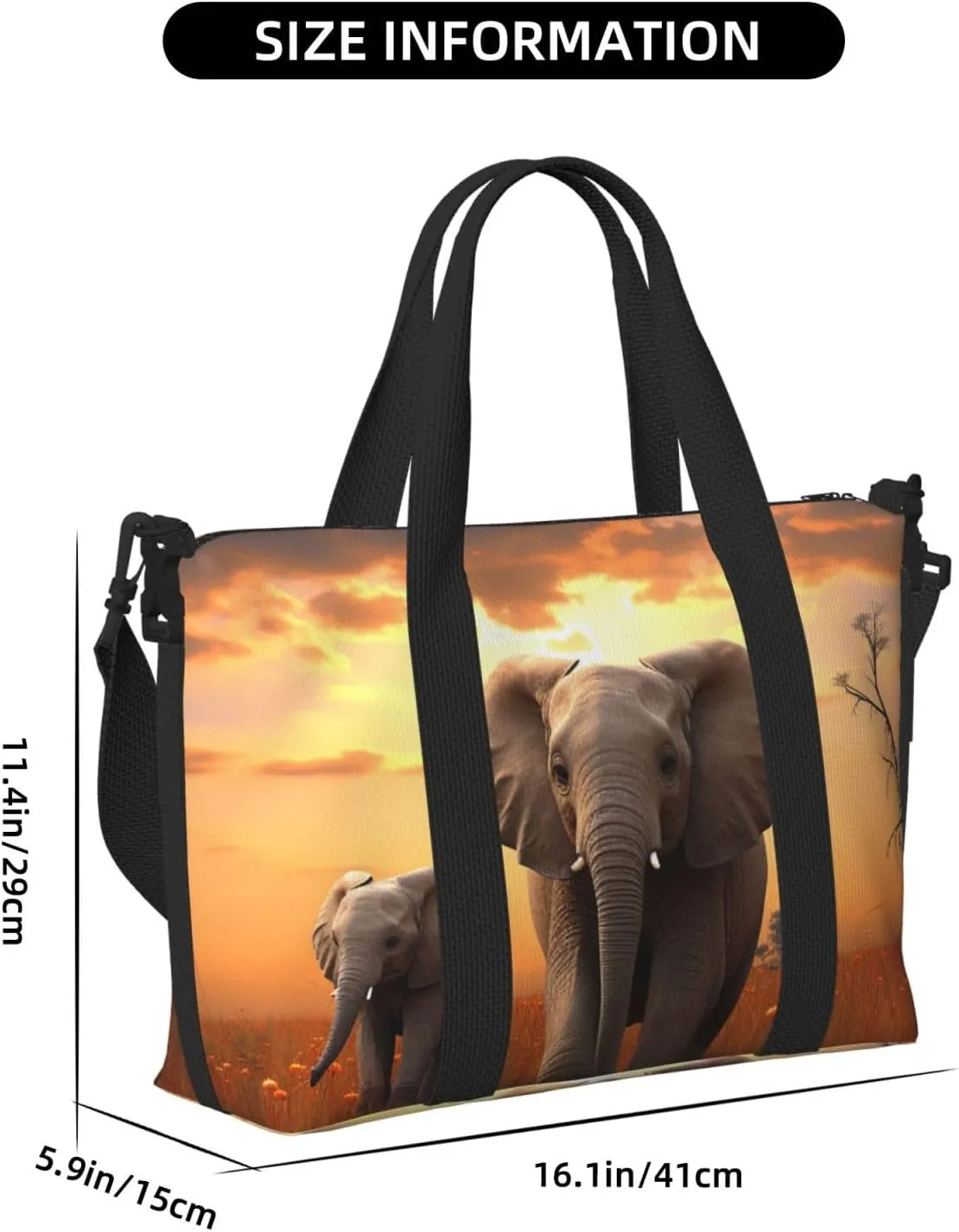 Sports Gym Bag for Women Men Travel Duffel Bag Tote Weekender Bag Carry on Overnight Bag for Travel Swimming Fitness Workout Sports Cute Wild Elephant Duffle Bag