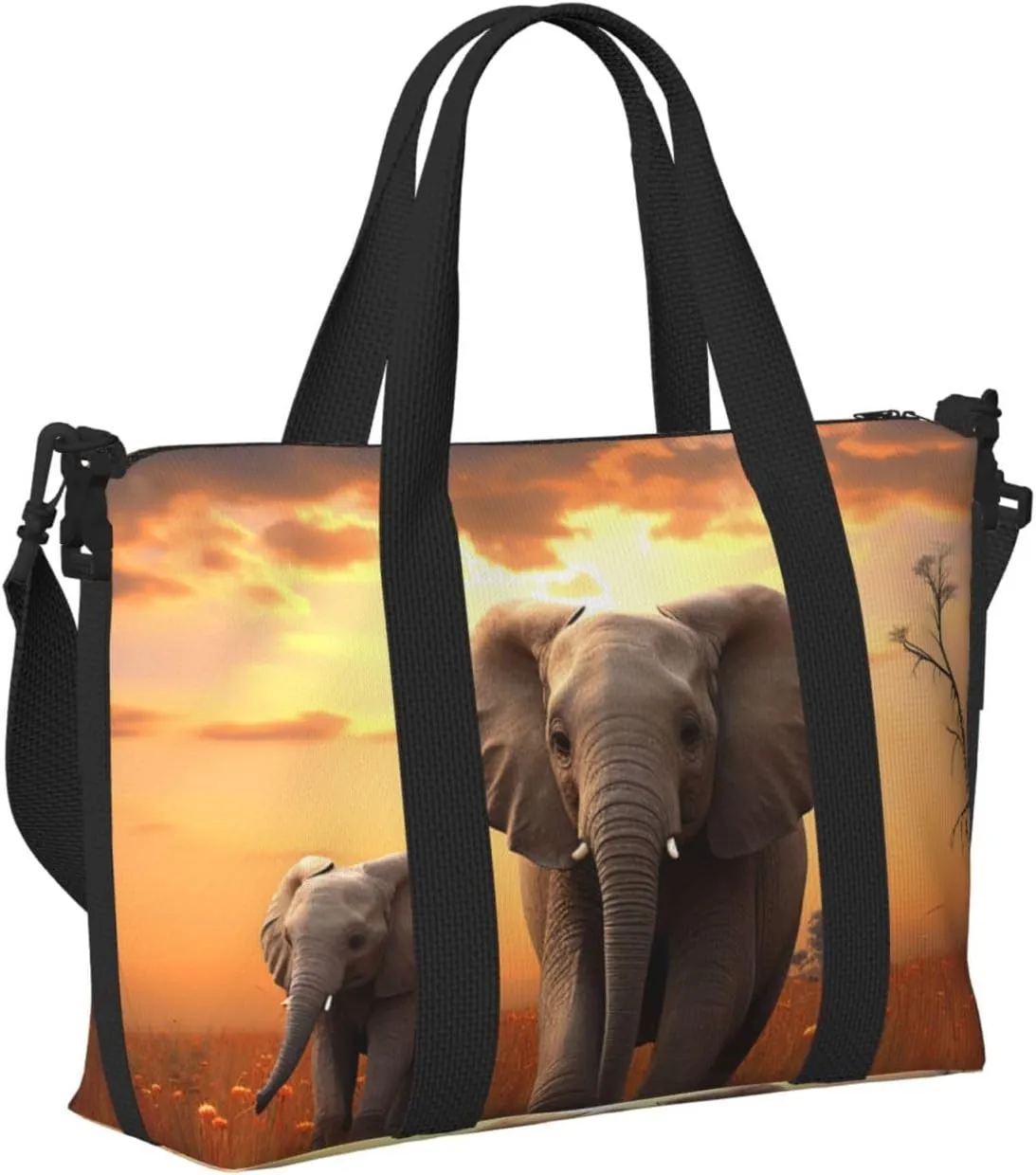 Sports Gym Bag for Women Men Travel Duffel Bag Tote Weekender Bag Carry on Overnight Bag for Travel Swimming Fitness Workout Sports Cute Wild Elephant Duffle Bag