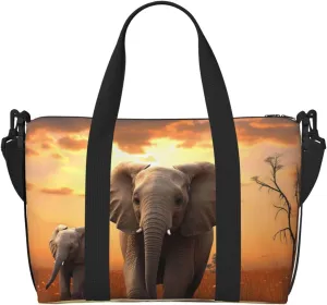 Sports Gym Bag for Women Men Travel Duffel Bag Tote Weekender Bag Carry on Overnight Bag for Travel Swimming Fitness Workout Sports Cute Wild Elephant Duffle Bag