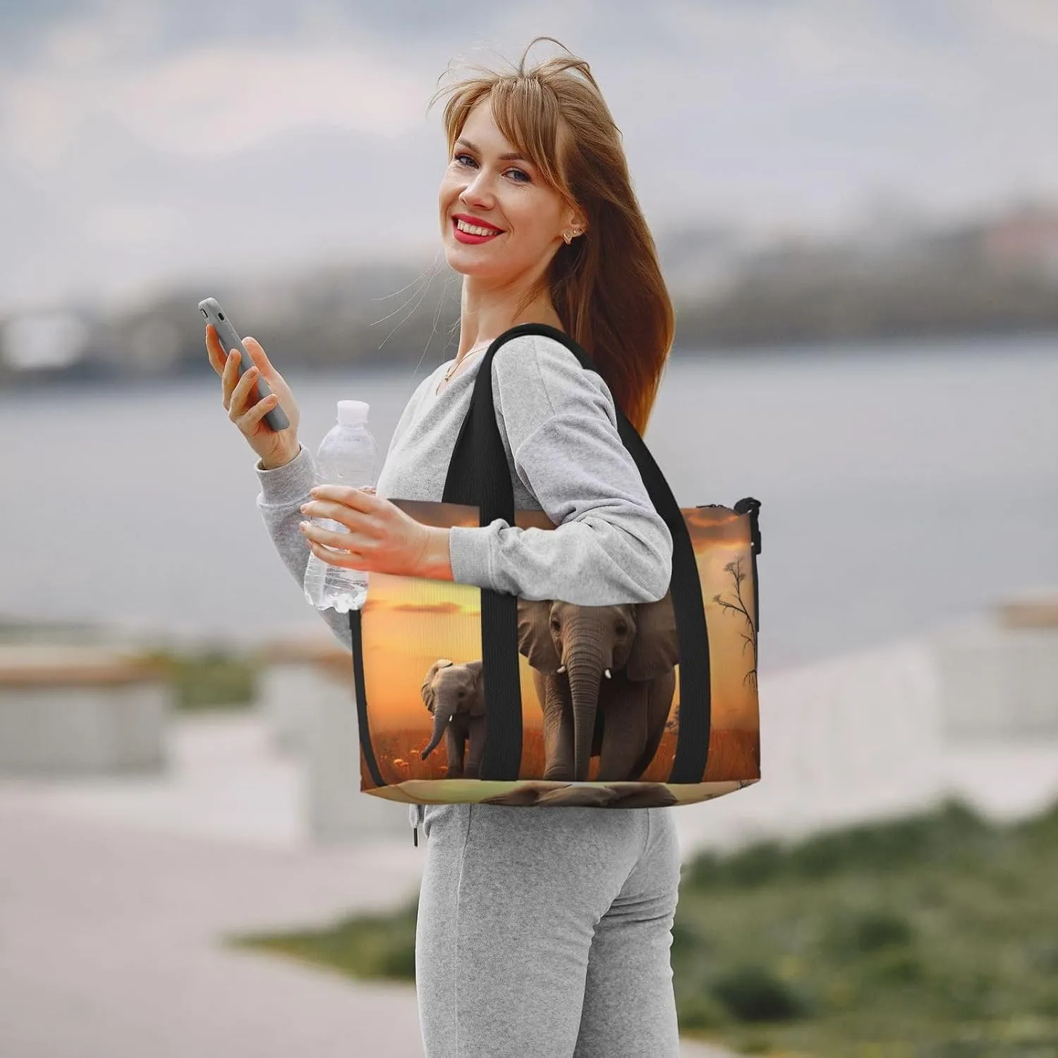Sports Gym Bag for Women Men Travel Duffel Bag Tote Weekender Bag Carry on Overnight Bag for Travel Swimming Fitness Workout Sports Cute Wild Elephant Duffle Bag