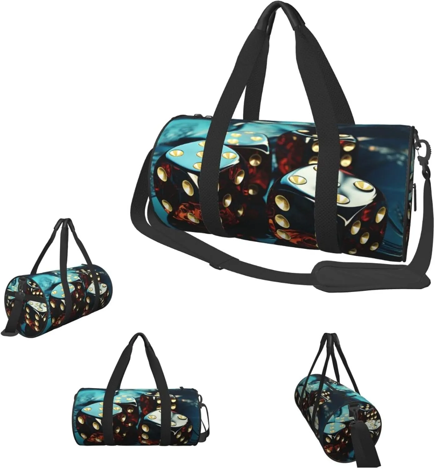 Sports Gym Bag for Women Men Travel Duffel Bag Tote Weekender Bag Carry on Overnight Bag for Travel Swimming Fitness Workout Sports Dice Graphics Duffle Bag