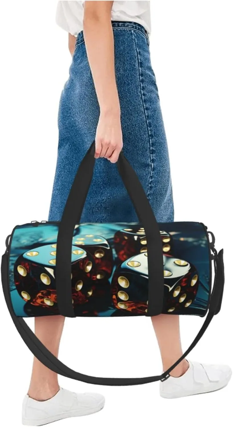 Sports Gym Bag for Women Men Travel Duffel Bag Tote Weekender Bag Carry on Overnight Bag for Travel Swimming Fitness Workout Sports Dice Graphics Duffle Bag