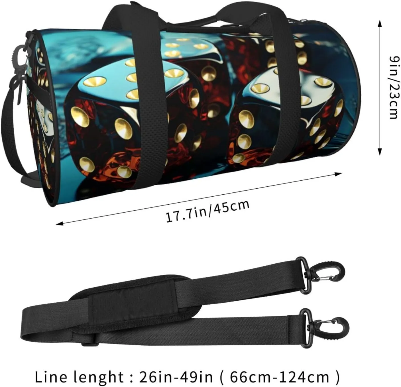 Sports Gym Bag for Women Men Travel Duffel Bag Tote Weekender Bag Carry on Overnight Bag for Travel Swimming Fitness Workout Sports Dice Graphics Duffle Bag