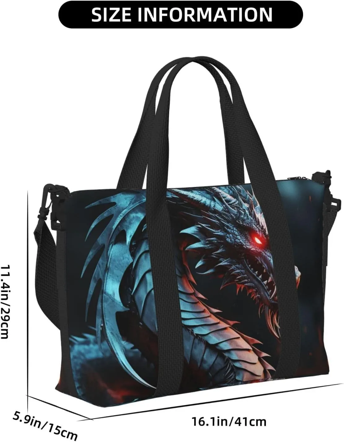 Sports Gym Bag for Women Men Travel Duffel Bag Tote Weekender Bag Carry on Overnight Bag for Travel Swimming Fitness Workout Sports Dragon Duffle Bag