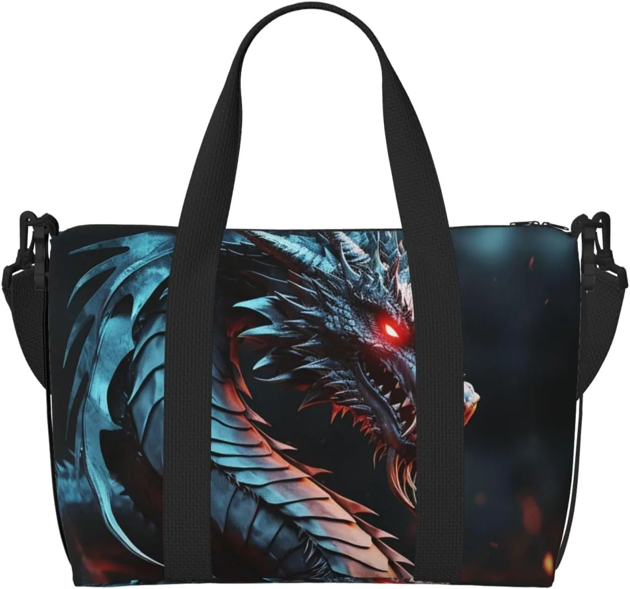 Sports Gym Bag for Women Men Travel Duffel Bag Tote Weekender Bag Carry on Overnight Bag for Travel Swimming Fitness Workout Sports Dragon Duffle Bag