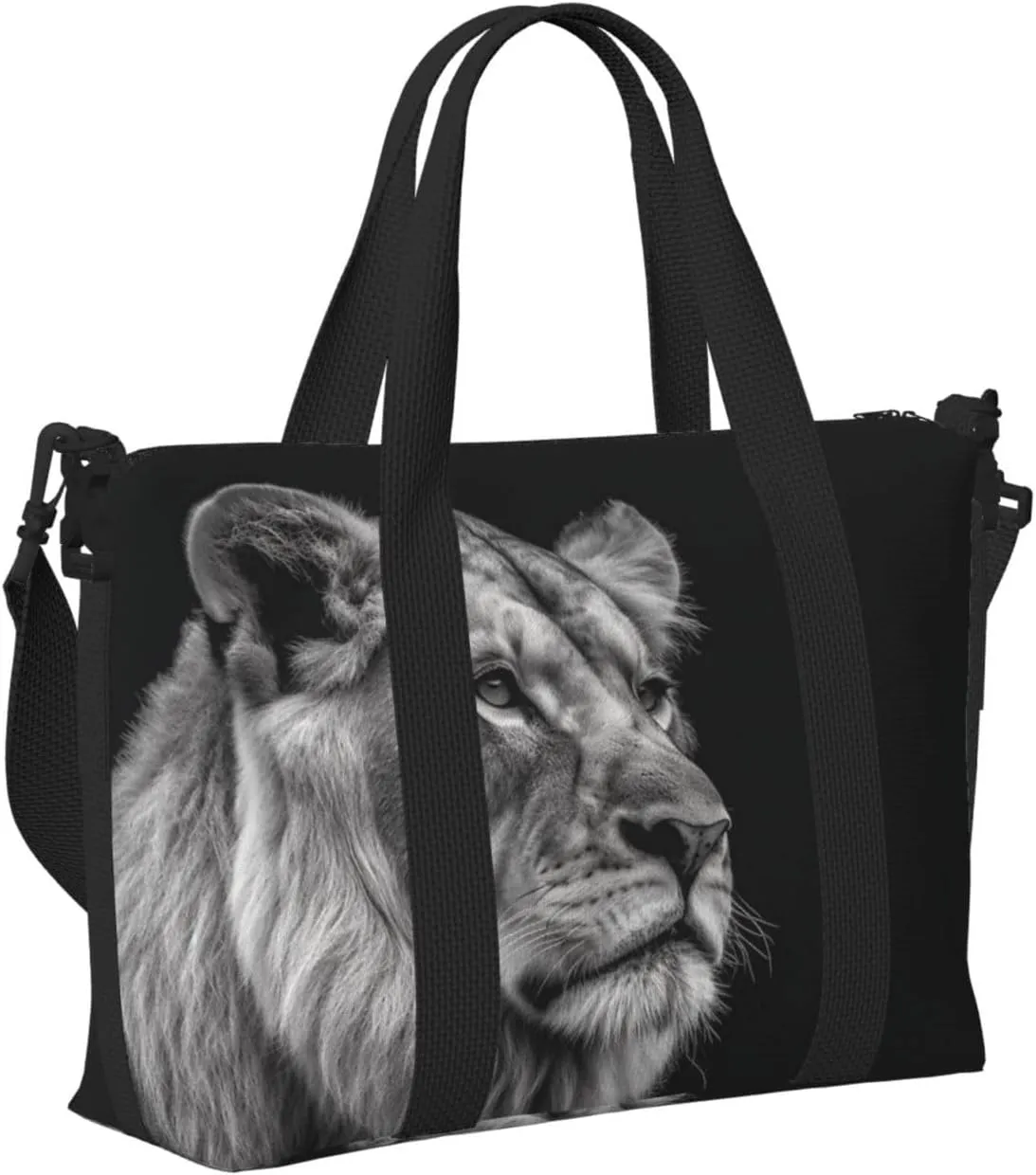 Sports Gym Bag for Women Men Travel Duffel Bag Tote Weekender Bag Carry on Overnight Bag for Travel Swimming Fitness Workout Sports Gray Lion Duffle Bag