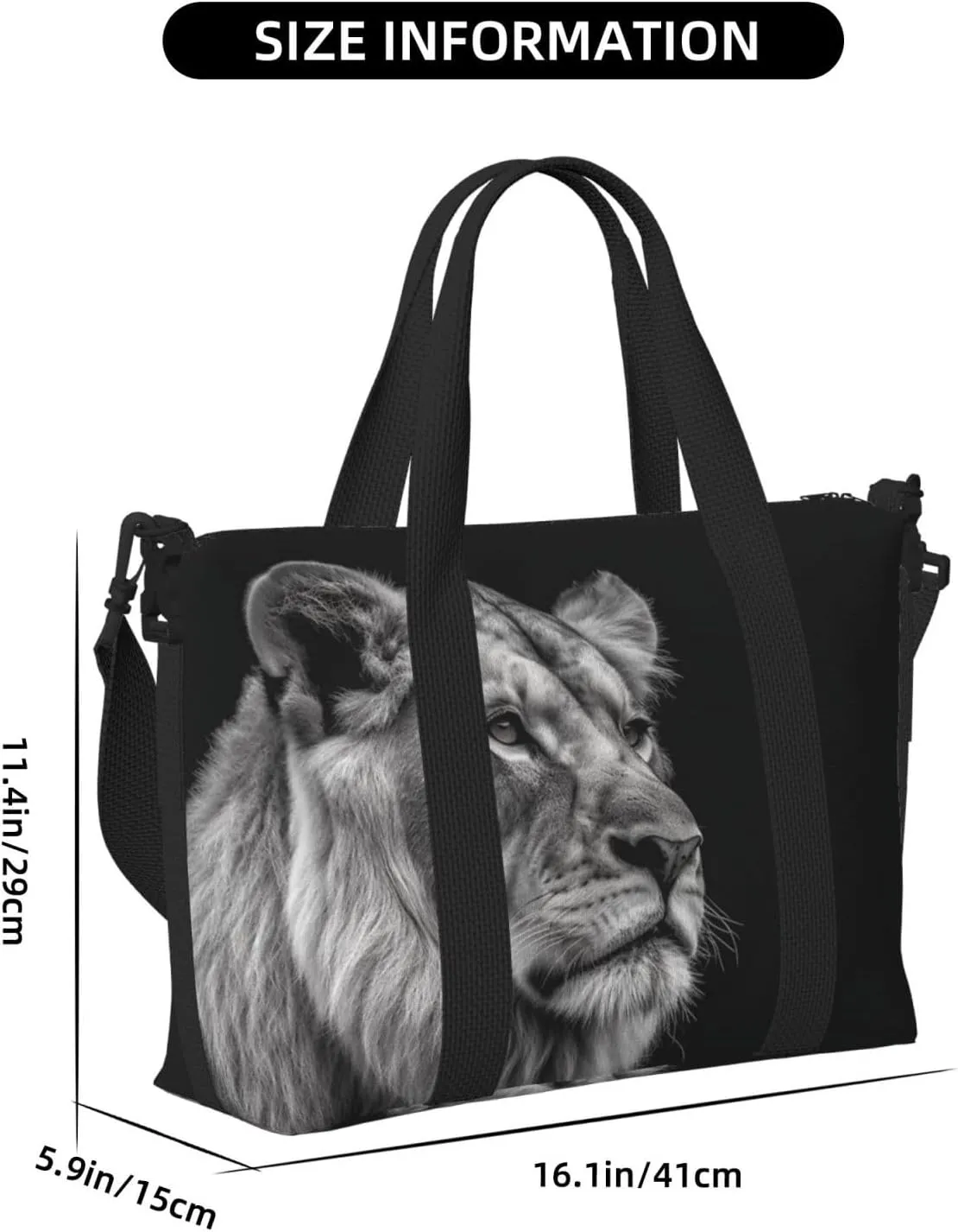 Sports Gym Bag for Women Men Travel Duffel Bag Tote Weekender Bag Carry on Overnight Bag for Travel Swimming Fitness Workout Sports Gray Lion Duffle Bag