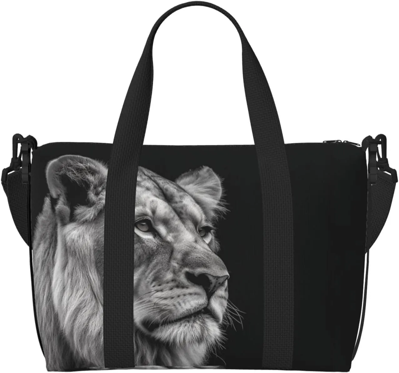 Sports Gym Bag for Women Men Travel Duffel Bag Tote Weekender Bag Carry on Overnight Bag for Travel Swimming Fitness Workout Sports Gray Lion Duffle Bag