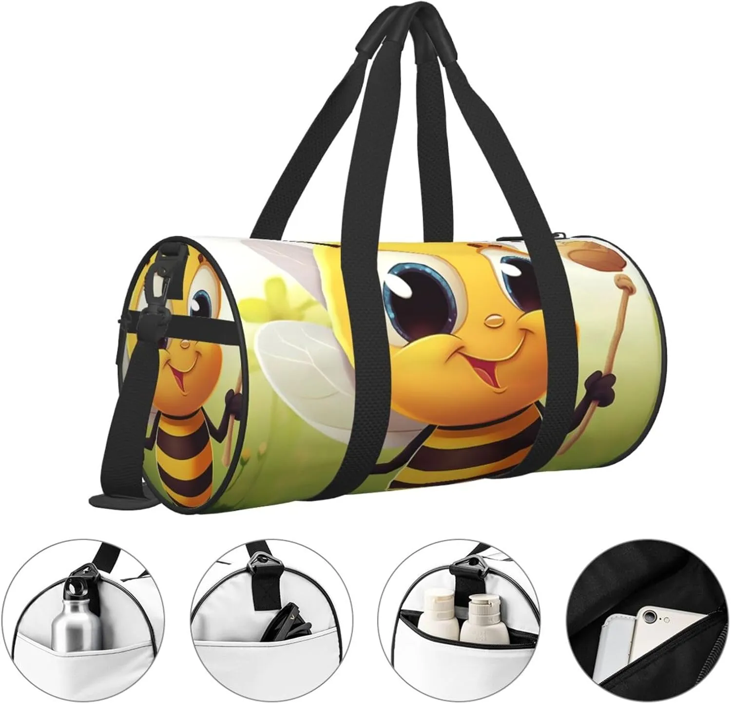 Sports Gym Bag for Women Men Travel Duffel Bag Tote Weekender Bag Carry on Overnight Bag for Travel Swimming Fitness Workout Sports Honey bee Duffle Bag