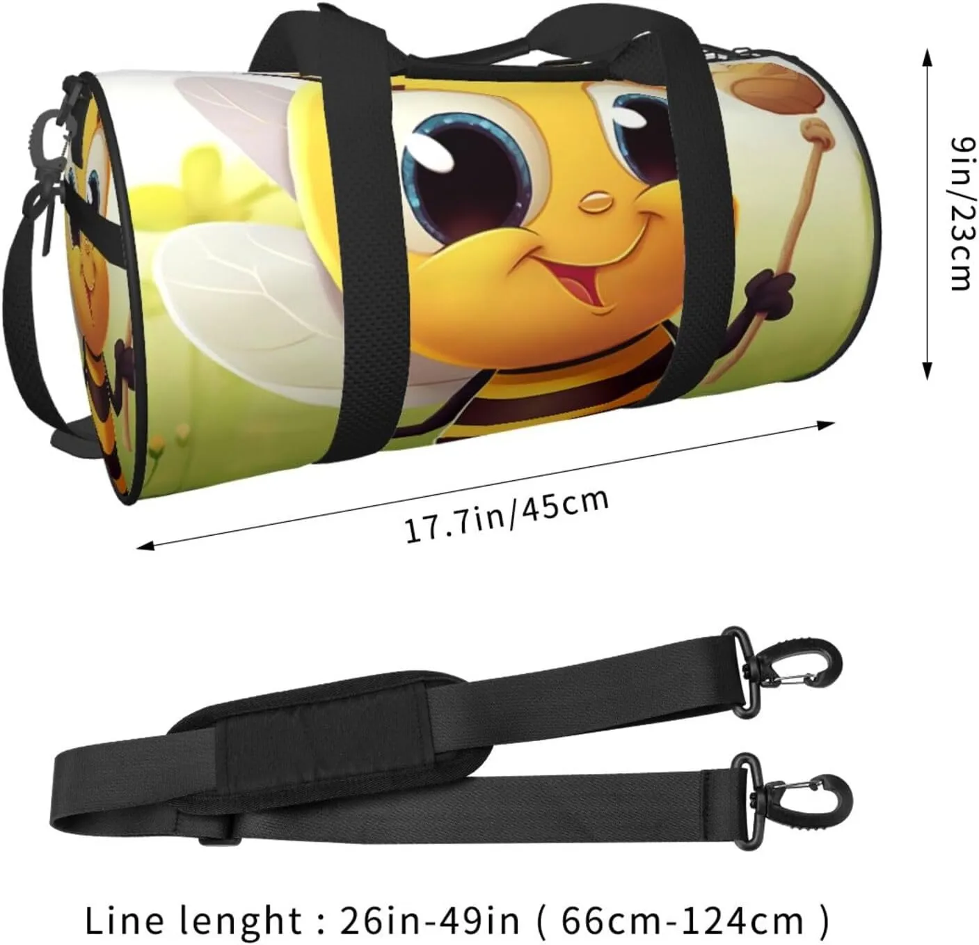 Sports Gym Bag for Women Men Travel Duffel Bag Tote Weekender Bag Carry on Overnight Bag for Travel Swimming Fitness Workout Sports Honey bee Duffle Bag