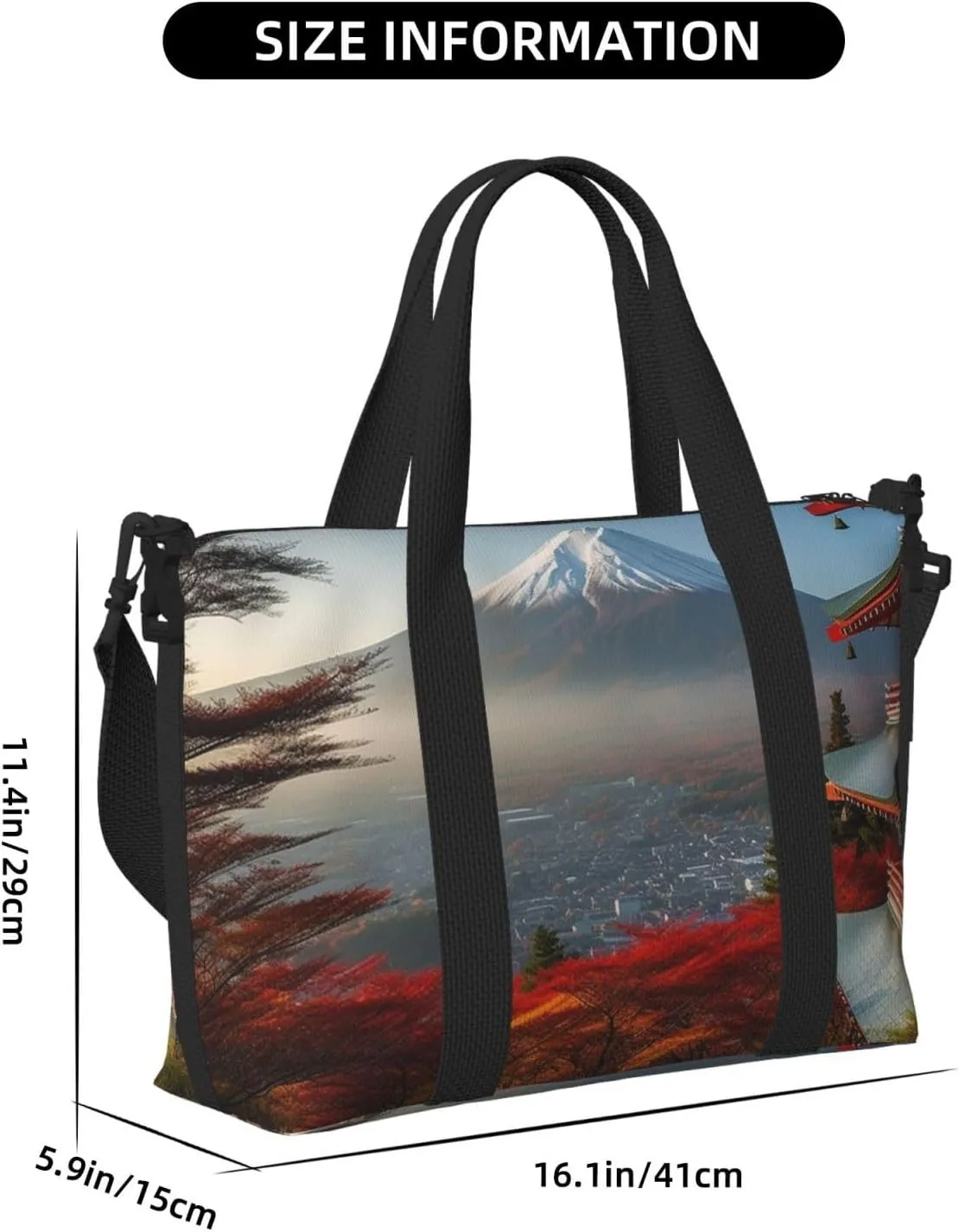 Sports Gym Bag for Women Men Travel Duffel Bag Tote Weekender Bag Carry on Overnight Bag for Travel Swimming Fitness Workout Sports Japan Mount Fuji Landscape Duffle Bag