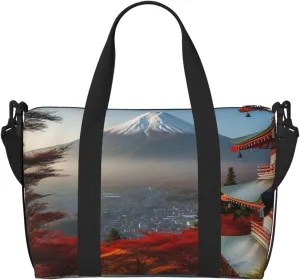 Sports Gym Bag for Women Men Travel Duffel Bag Tote Weekender Bag Carry on Overnight Bag for Travel Swimming Fitness Workout Sports Japan Mount Fuji Landscape Duffle Bag