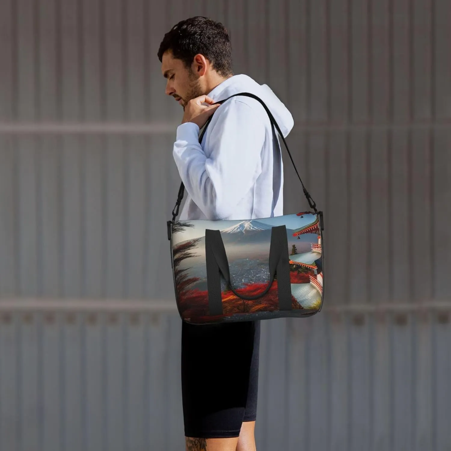 Sports Gym Bag for Women Men Travel Duffel Bag Tote Weekender Bag Carry on Overnight Bag for Travel Swimming Fitness Workout Sports Japan Mount Fuji Landscape Duffle Bag