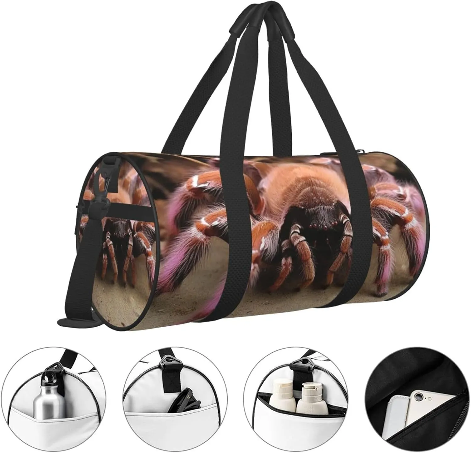 Sports Gym Bag for Women Men Travel Duffel Bag Tote Weekender Bag Carry on Overnight Bag for Travel Swimming Fitness Workout Sports Large Mexican Pink Tarantula Duffle Bag