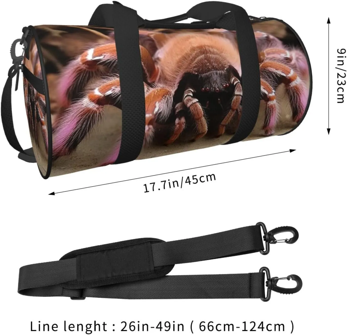 Sports Gym Bag for Women Men Travel Duffel Bag Tote Weekender Bag Carry on Overnight Bag for Travel Swimming Fitness Workout Sports Large Mexican Pink Tarantula Duffle Bag