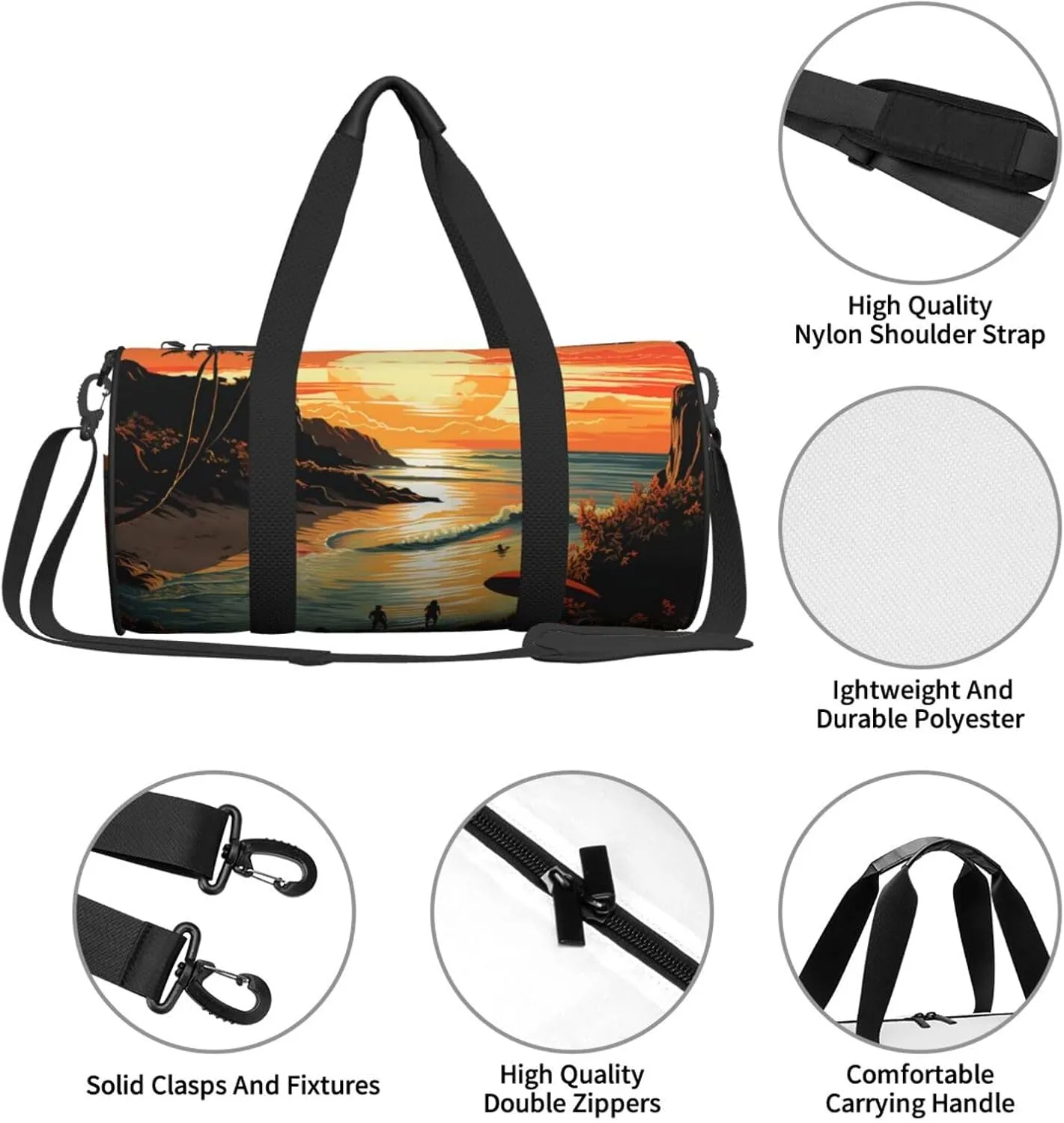 Sports Gym Bag for Women Men Travel Duffel Bag Tote Weekender Bag Carry on Overnight Bag for Travel Swimming Fitness Workout Sports Original Poster for Endless Summer Duffle Bag