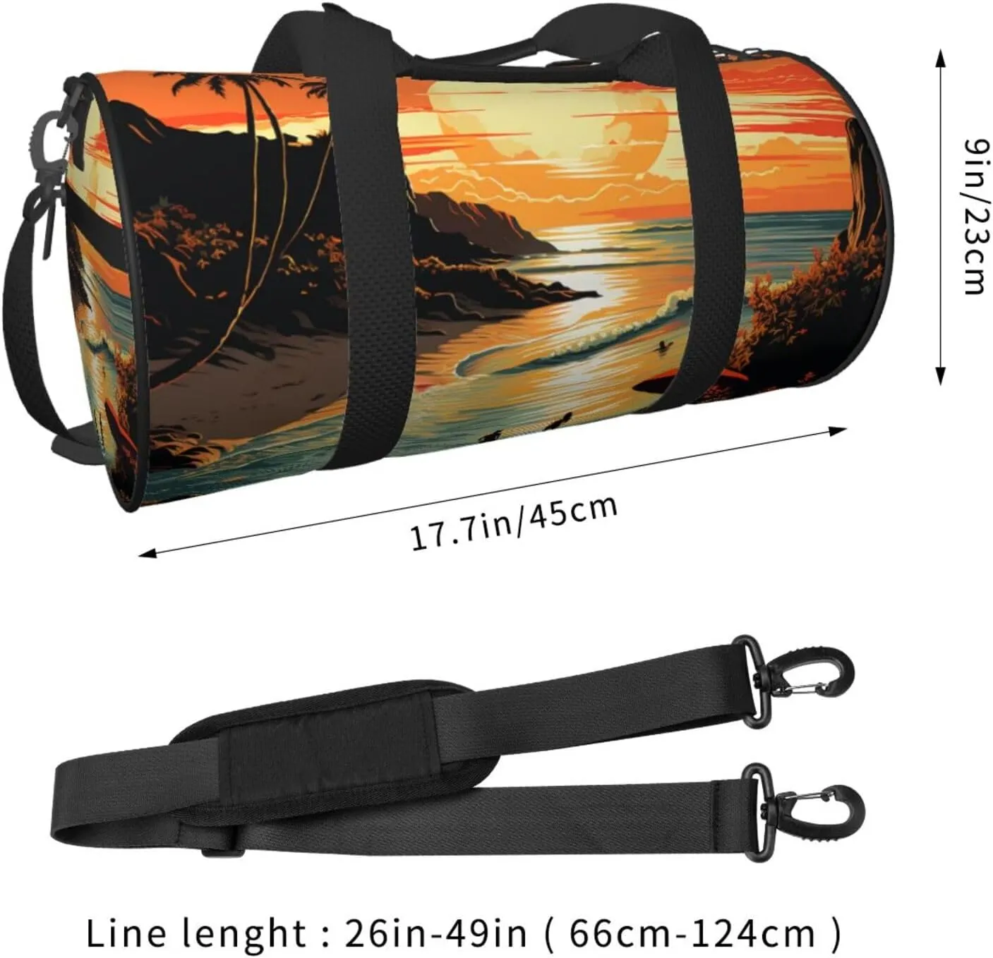 Sports Gym Bag for Women Men Travel Duffel Bag Tote Weekender Bag Carry on Overnight Bag for Travel Swimming Fitness Workout Sports Original Poster for Endless Summer Duffle Bag