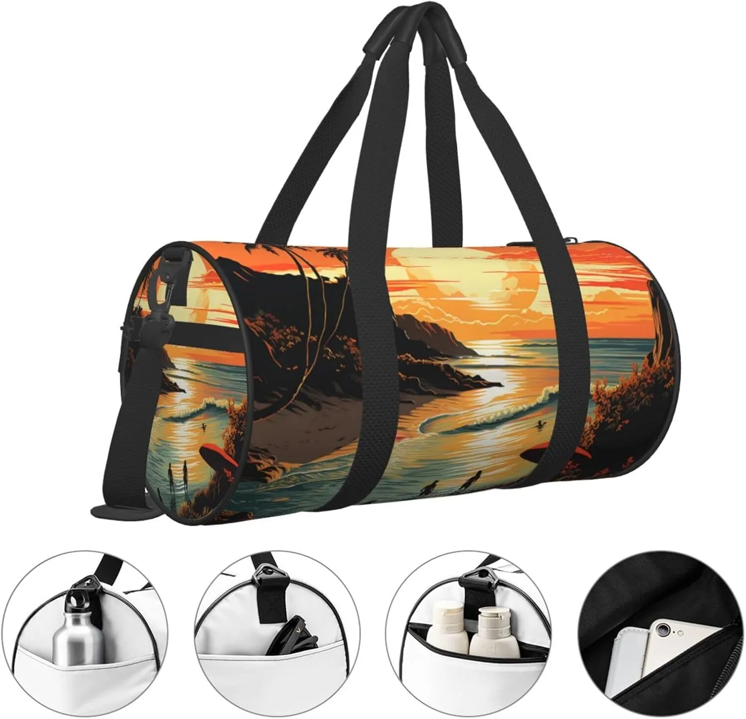 Sports Gym Bag for Women Men Travel Duffel Bag Tote Weekender Bag Carry on Overnight Bag for Travel Swimming Fitness Workout Sports Original Poster for Endless Summer Duffle Bag