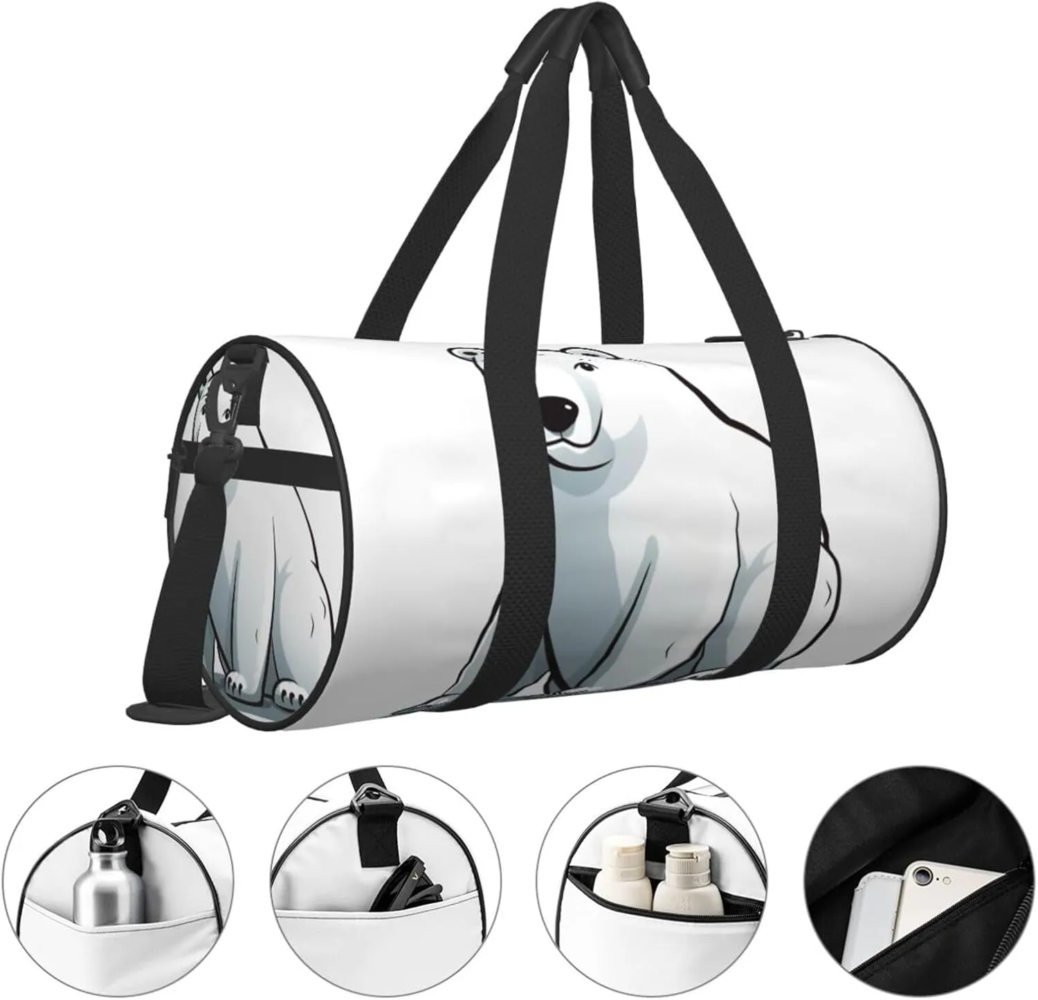 Sports Gym Bag for Women Men Travel Duffel Bag Tote Weekender Bag Carry on Overnight Bag for Travel Swimming Fitness Workout Sports Polar bear Duffle Bag