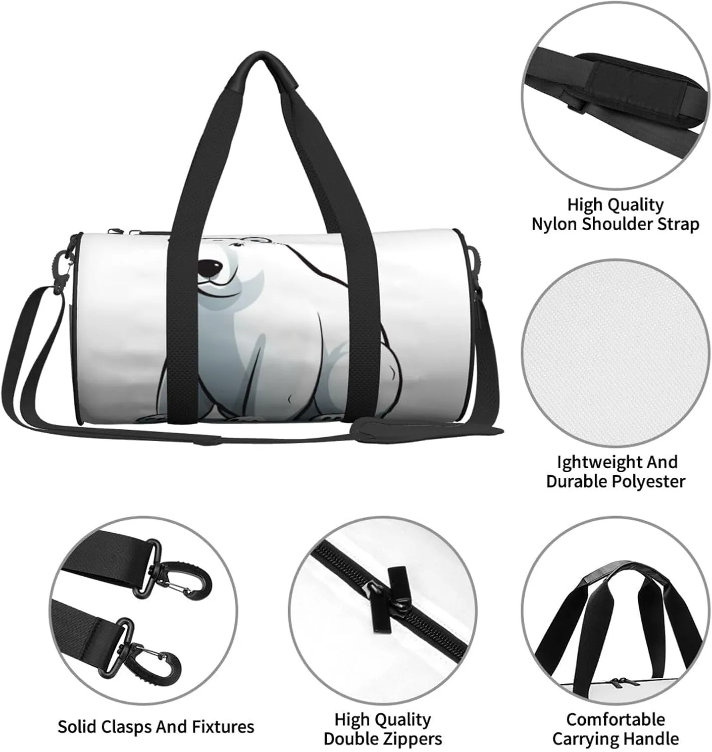 Sports Gym Bag for Women Men Travel Duffel Bag Tote Weekender Bag Carry on Overnight Bag for Travel Swimming Fitness Workout Sports Polar bear Duffle Bag
