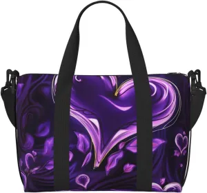 Sports Gym Bag for Women Men Travel Duffel Bag Tote Weekender Bag Carry on Overnight Bag for Travel Swimming Fitness Workout Sports Purple love Duffle Bag