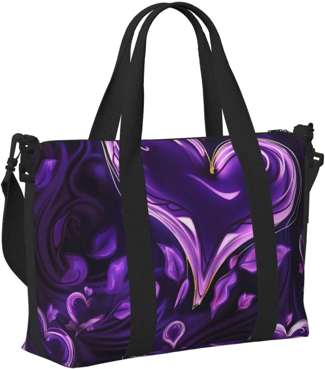 Sports Gym Bag for Women Men Travel Duffel Bag Tote Weekender Bag Carry on Overnight Bag for Travel Swimming Fitness Workout Sports Purple love Duffle Bag