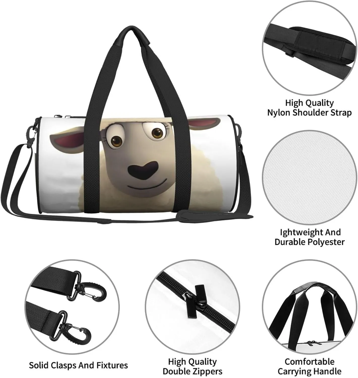 Sports Gym Bag for Women Men Travel Duffel Bag Tote Weekender Bag Carry on Overnight Bag for Travel Swimming Fitness Workout Sports Sheep Duffle Bag