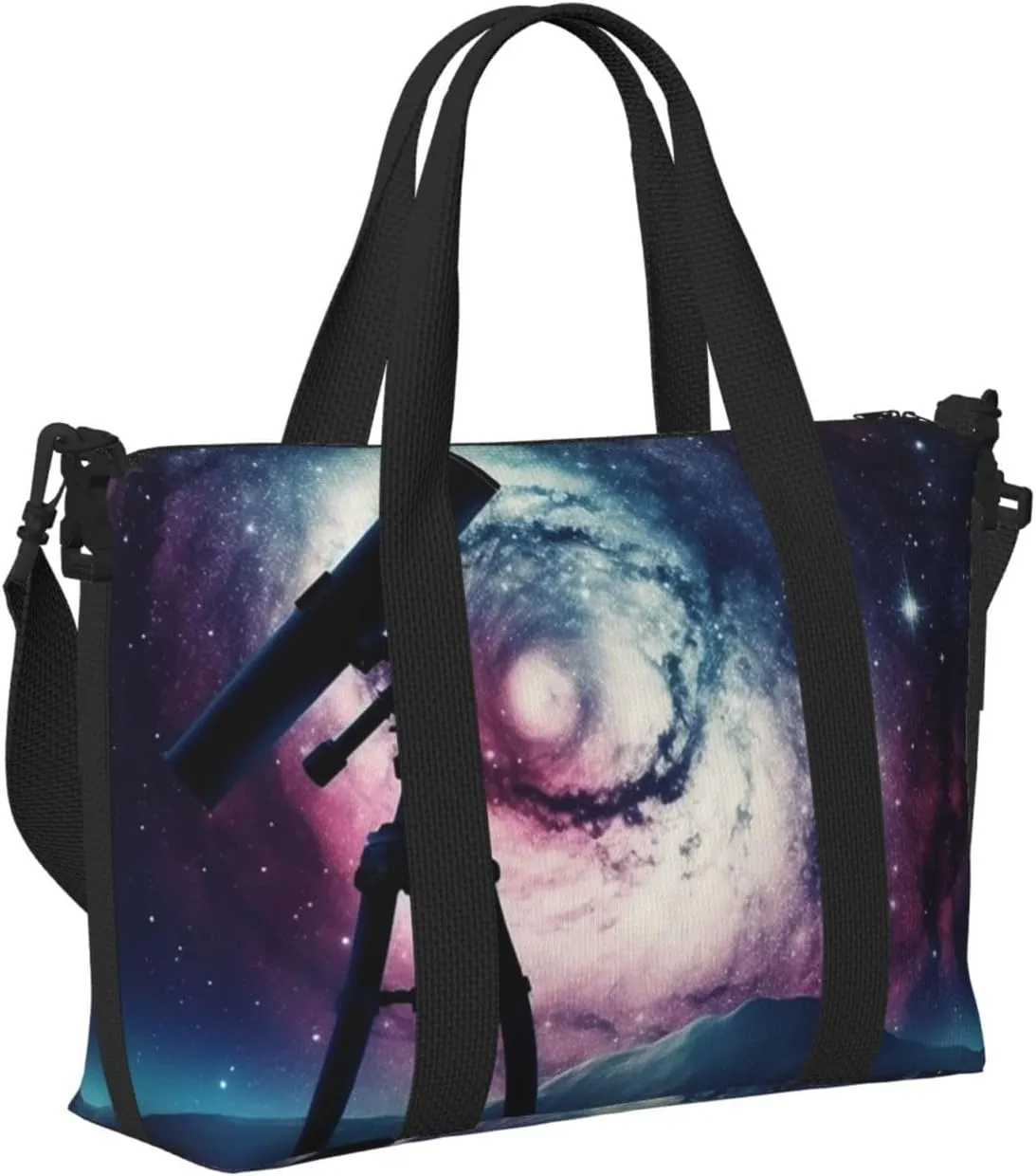 Sports Gym Bag for Women Men Travel Duffel Bag Tote Weekender Bag Carry on Overnight Bag for Travel Swimming Fitness Workout Sports Space Galaxy with Telescope Duffle Bag