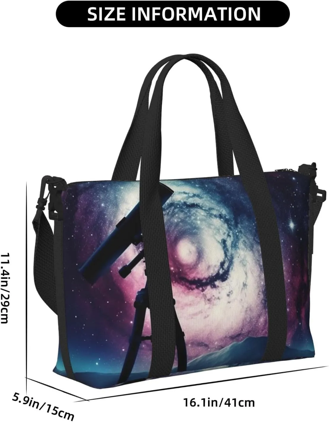 Sports Gym Bag for Women Men Travel Duffel Bag Tote Weekender Bag Carry on Overnight Bag for Travel Swimming Fitness Workout Sports Space Galaxy with Telescope Duffle Bag