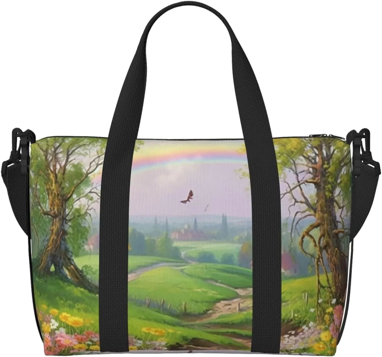Sports Gym Bag for Women Men Travel Duffel Bag Tote Weekender Bag Carry on Overnight Bag for Travel Swimming Fitness Workout Sports Spring Landscape Duffle Bag