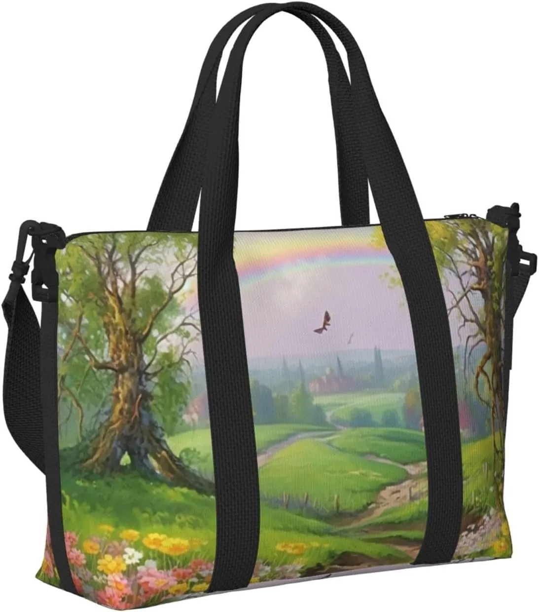 Sports Gym Bag for Women Men Travel Duffel Bag Tote Weekender Bag Carry on Overnight Bag for Travel Swimming Fitness Workout Sports Spring Landscape Duffle Bag