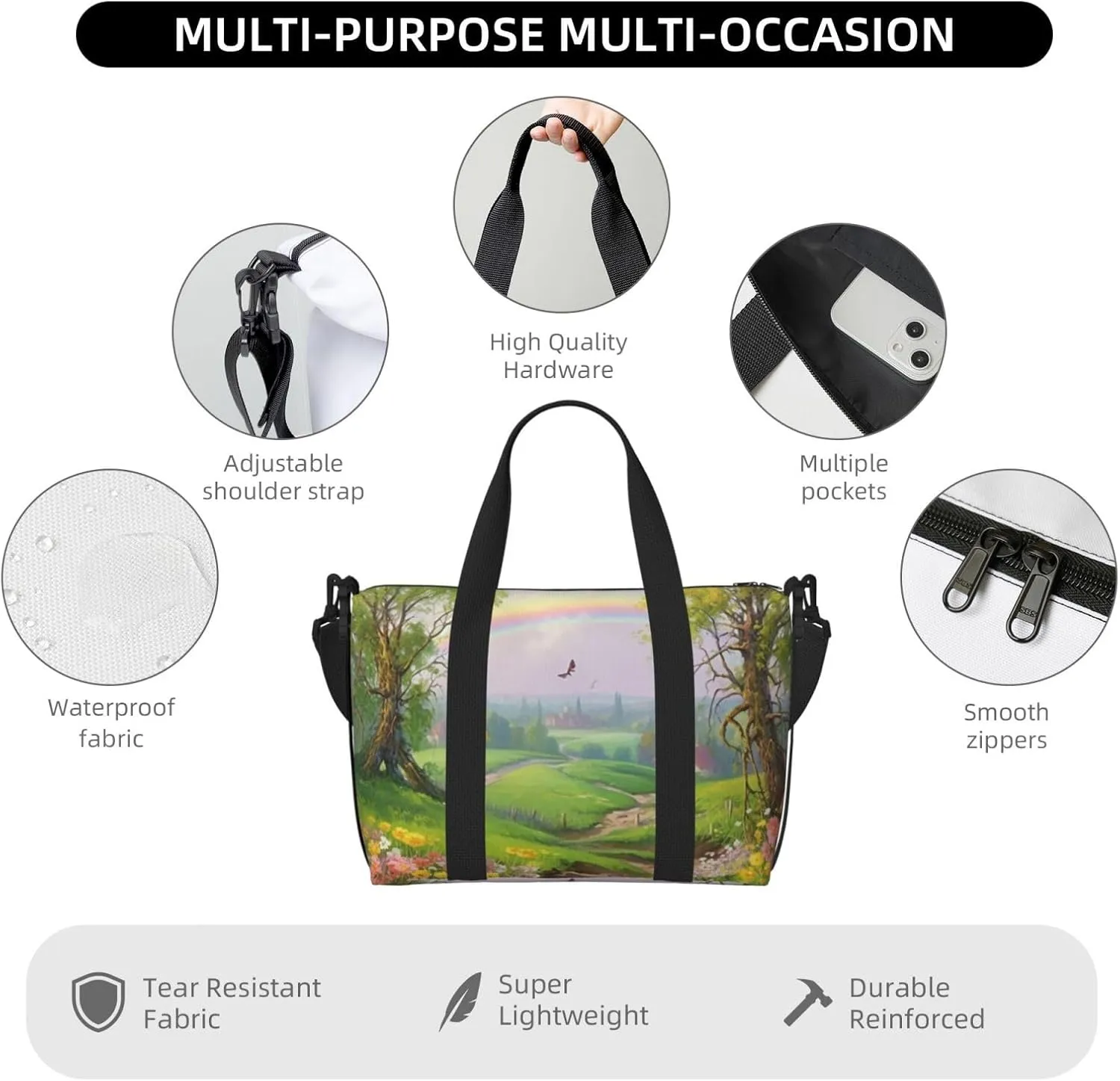 Sports Gym Bag for Women Men Travel Duffel Bag Tote Weekender Bag Carry on Overnight Bag for Travel Swimming Fitness Workout Sports Spring Landscape Duffle Bag
