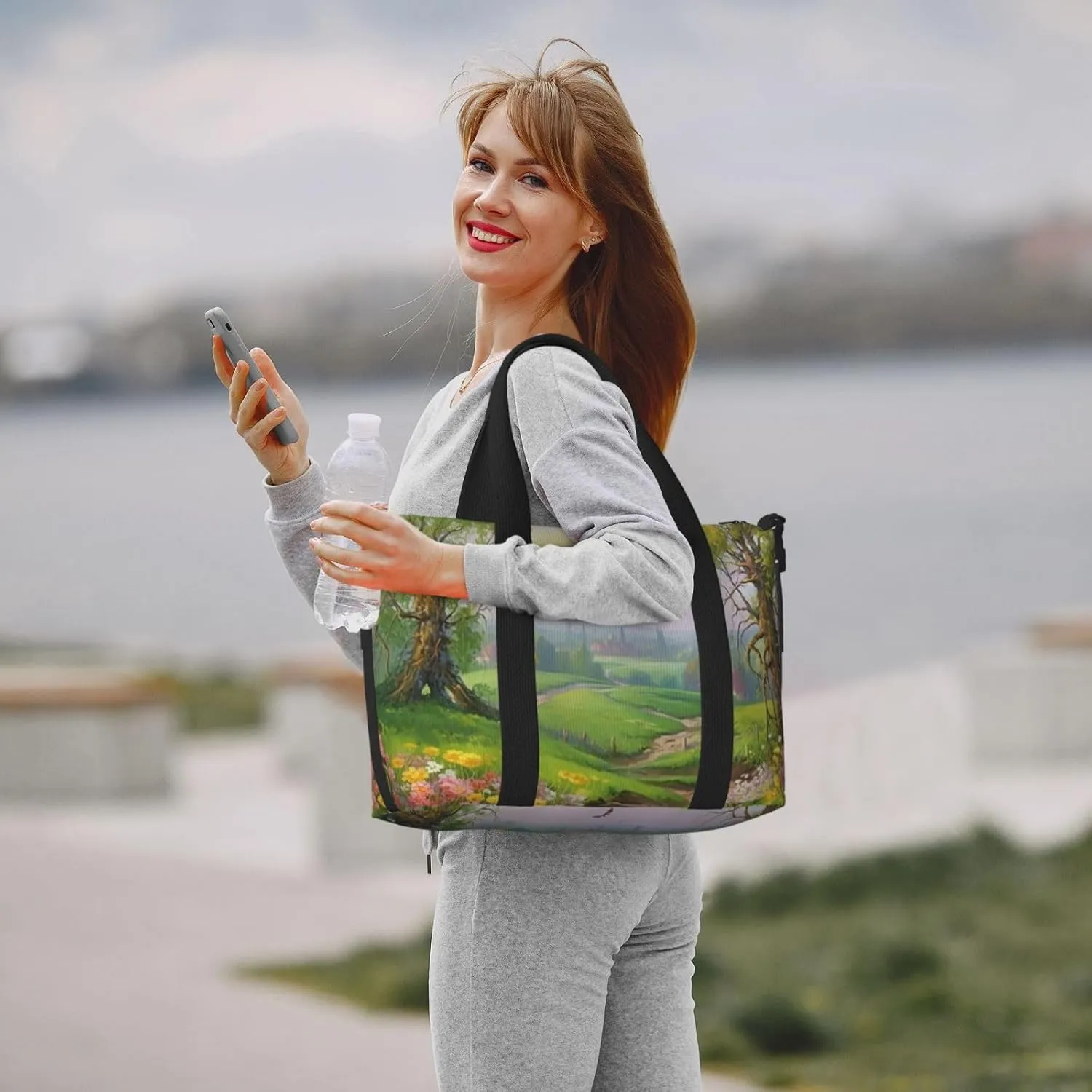 Sports Gym Bag for Women Men Travel Duffel Bag Tote Weekender Bag Carry on Overnight Bag for Travel Swimming Fitness Workout Sports Spring Landscape Duffle Bag