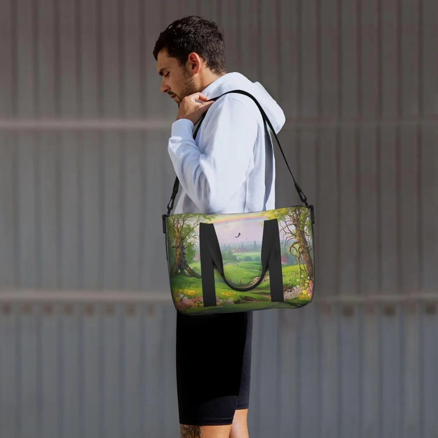 Sports Gym Bag for Women Men Travel Duffel Bag Tote Weekender Bag Carry on Overnight Bag for Travel Swimming Fitness Workout Sports Spring Landscape Duffle Bag