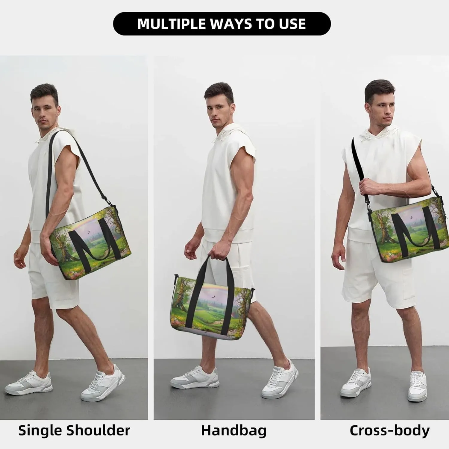 Sports Gym Bag for Women Men Travel Duffel Bag Tote Weekender Bag Carry on Overnight Bag for Travel Swimming Fitness Workout Sports Spring Landscape Duffle Bag