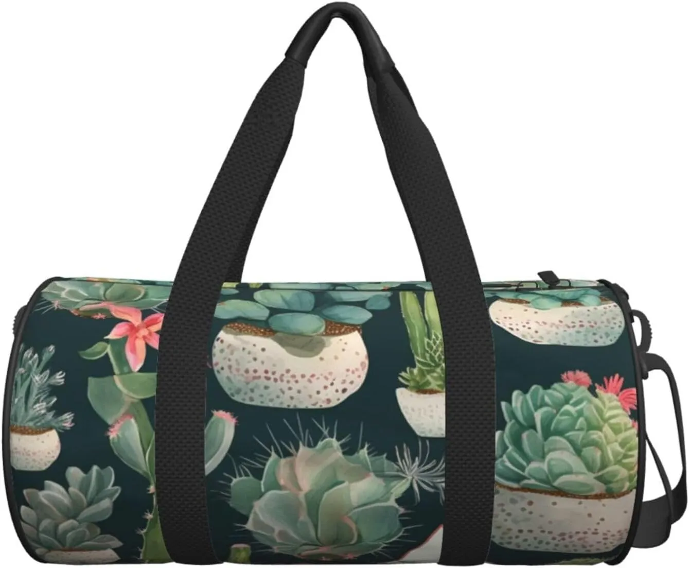 Sports Gym Bag for Women Men Travel Duffel Bag Tote Weekender Bag Carry on Overnight Bag for Travel Swimming Fitness Workout Sports Succulent Plants and Cactus Duffle Bag