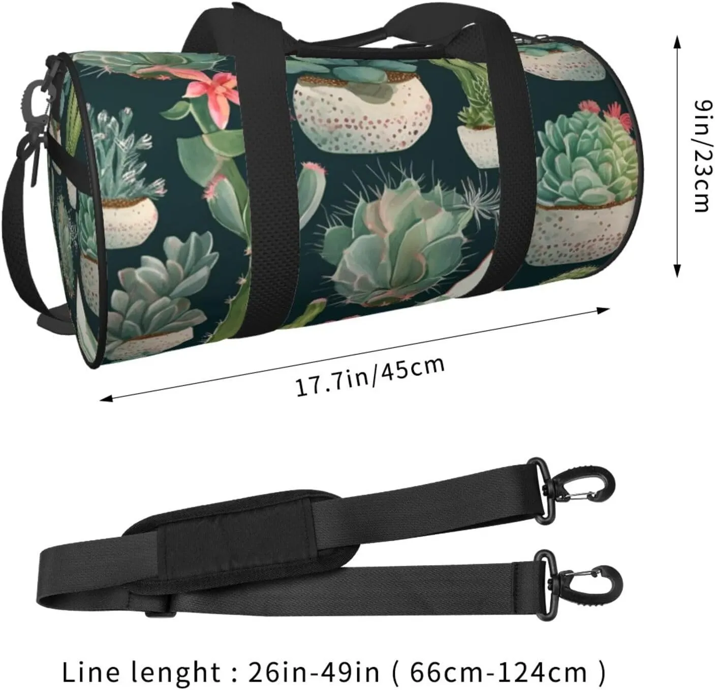 Sports Gym Bag for Women Men Travel Duffel Bag Tote Weekender Bag Carry on Overnight Bag for Travel Swimming Fitness Workout Sports Succulent Plants and Cactus Duffle Bag
