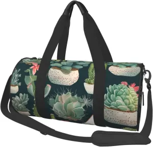 Sports Gym Bag for Women Men Travel Duffel Bag Tote Weekender Bag Carry on Overnight Bag for Travel Swimming Fitness Workout Sports Succulent Plants and Cactus Duffle Bag