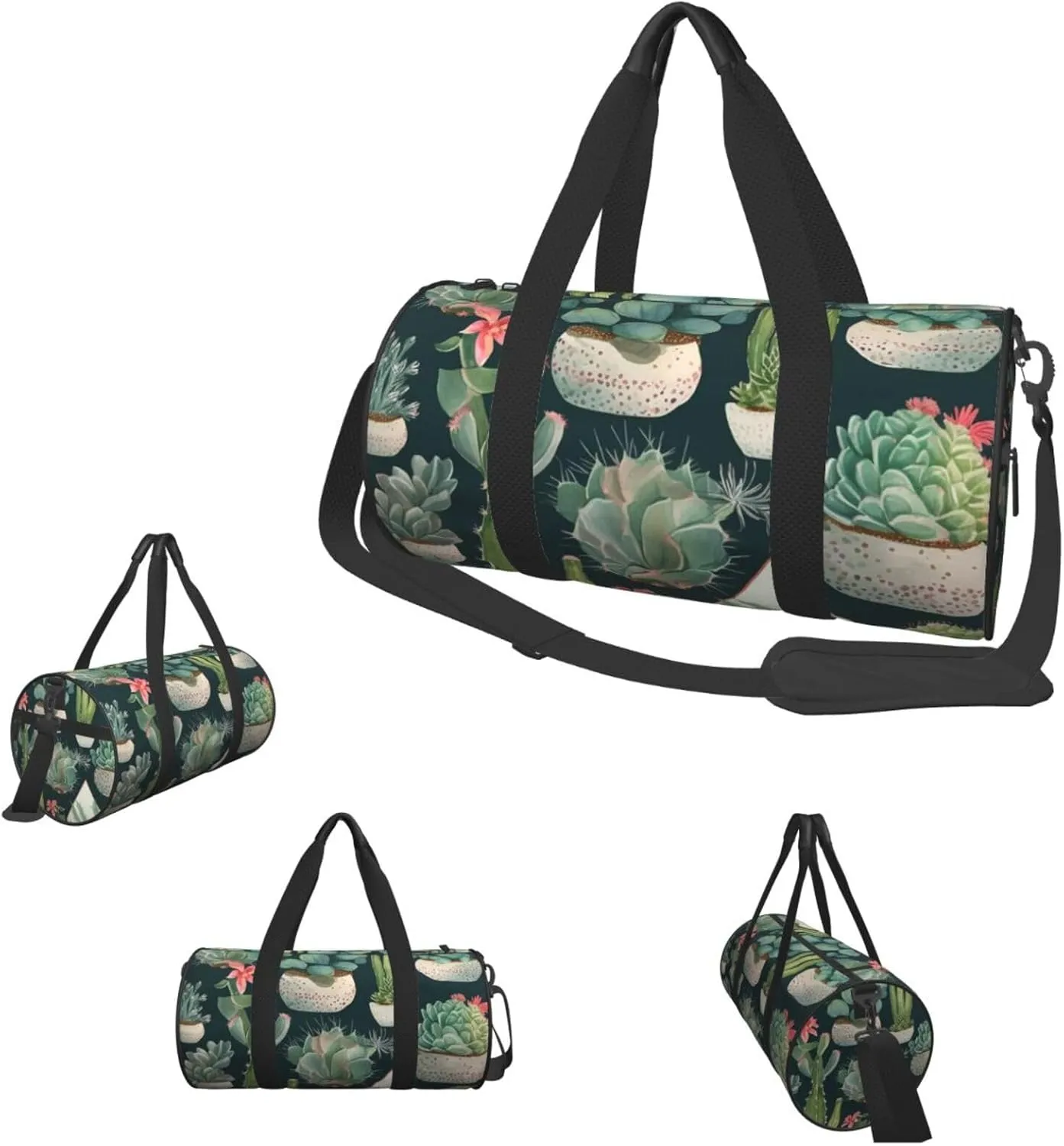 Sports Gym Bag for Women Men Travel Duffel Bag Tote Weekender Bag Carry on Overnight Bag for Travel Swimming Fitness Workout Sports Succulent Plants and Cactus Duffle Bag