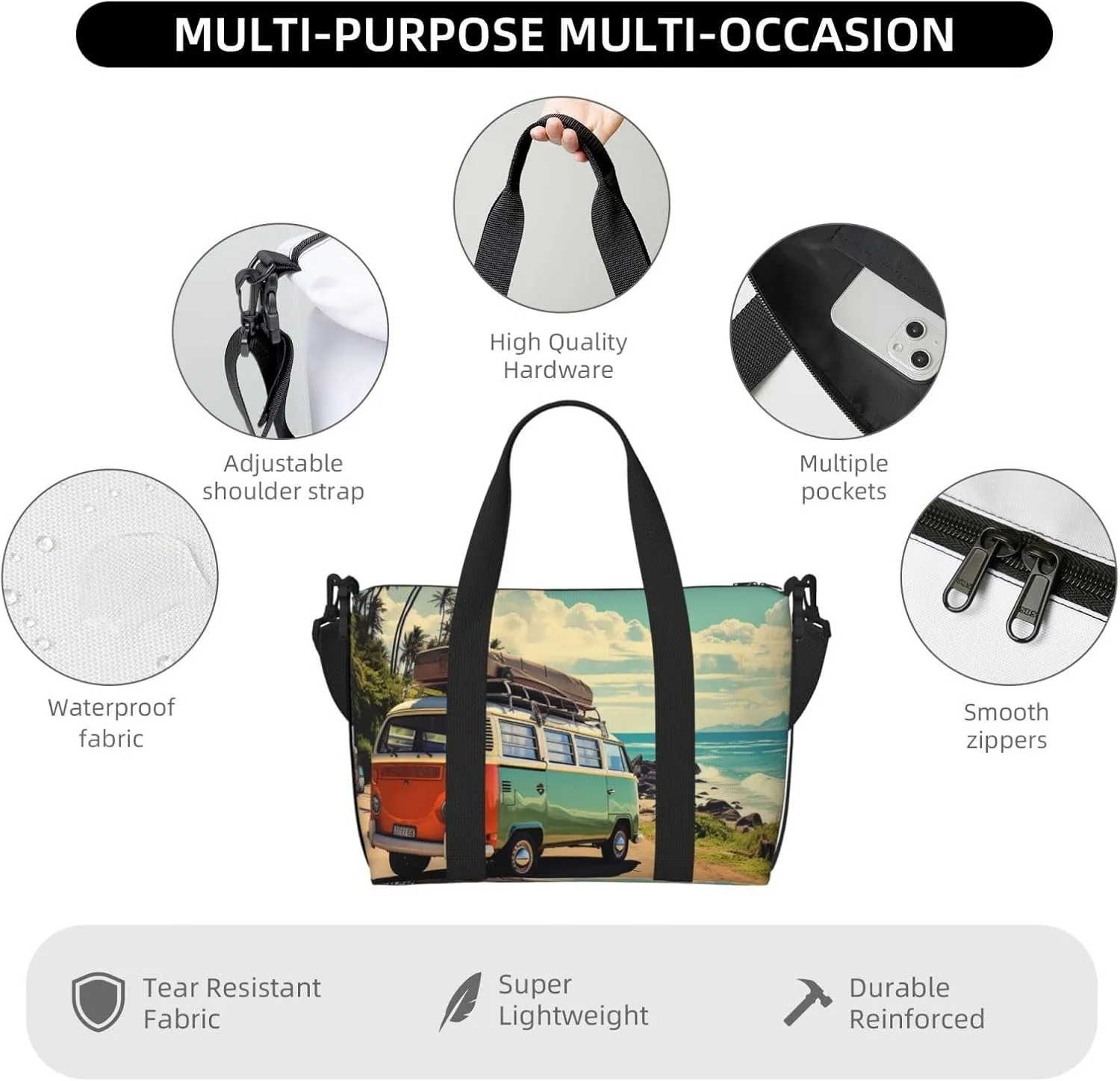 Sports Gym Bag for Women Men Travel Duffel Bag Tote Weekender Bag Carry on Overnight Bag for Travel Swimming Fitness Workout Sports Summer Road Trip Duffle Bag