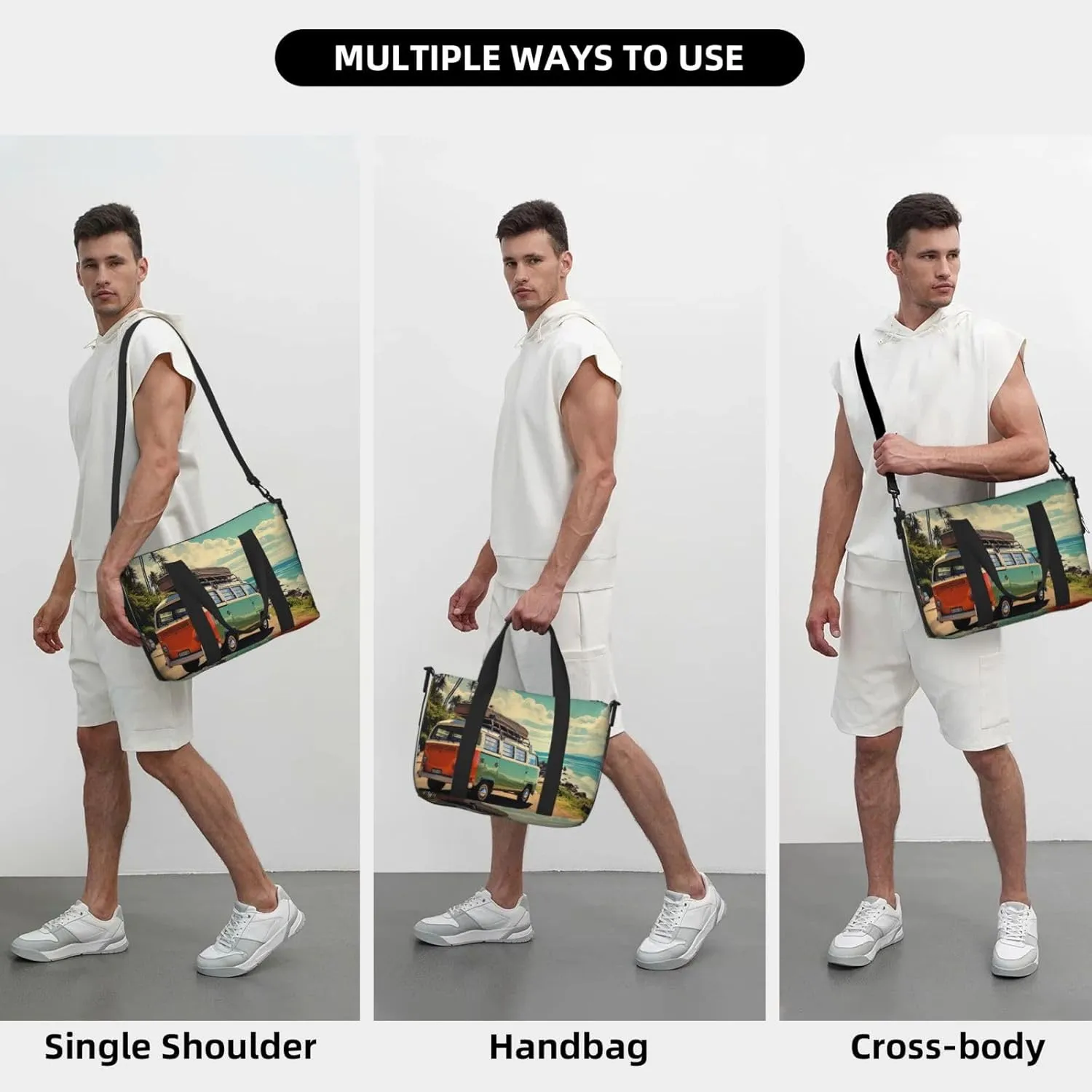 Sports Gym Bag for Women Men Travel Duffel Bag Tote Weekender Bag Carry on Overnight Bag for Travel Swimming Fitness Workout Sports Summer Road Trip Duffle Bag