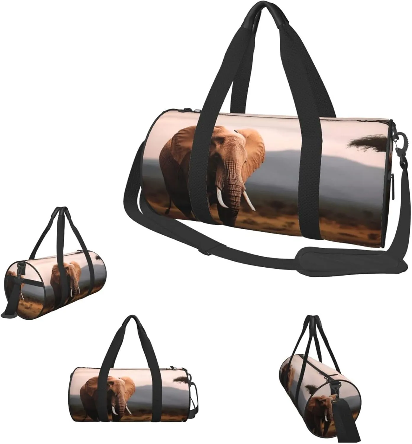 Sports Gym Bag for Women Men Travel Duffel Bag Tote Weekender Bag Carry on Overnight Bag for Travel Swimming Fitness Workout Sports Walking Elephant Duffle Bag